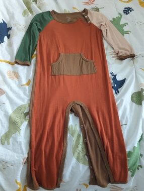 Kyte Baby - Kids Colorblock One-Piece Romper - Rust, Green & Cream